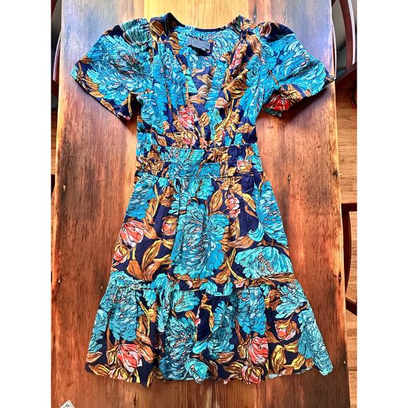 Anthropologie Somerset Mini Dress XXS Blue Floral Print ECU! - Picture 5 of 11
